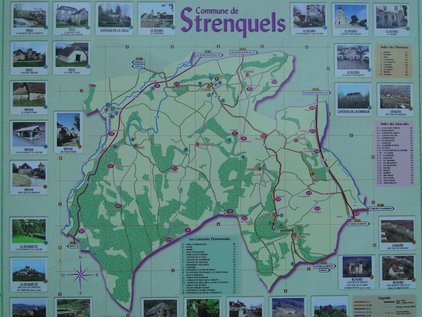 panneau montrant l'etendue de lacommune de Strenquels